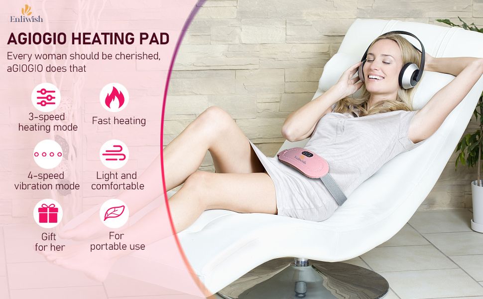 Electric Period Cramp Massager Vibrating Heating Belt for Menstrual Waist Stomach Abdominal Warm Palace Belt